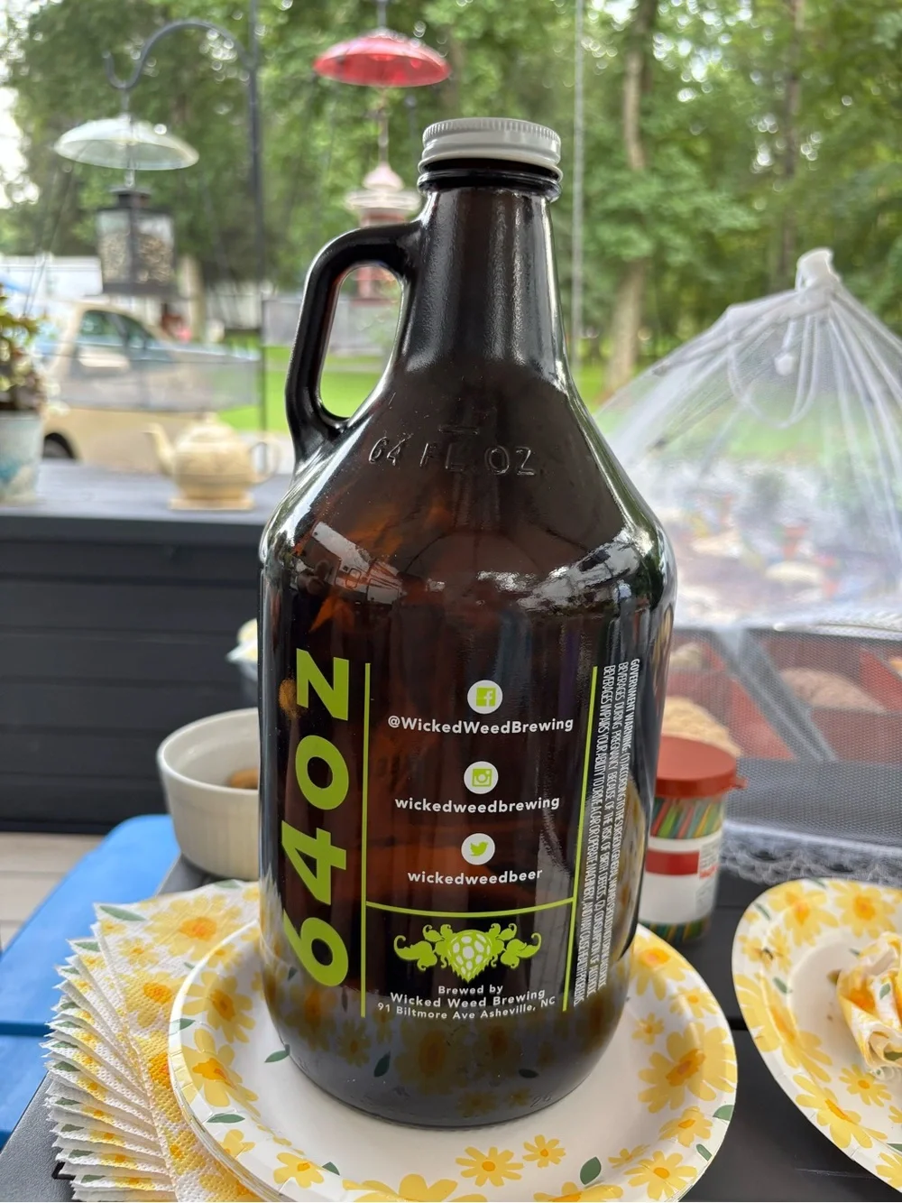 Amber Glass Growler - Lime Green Logo